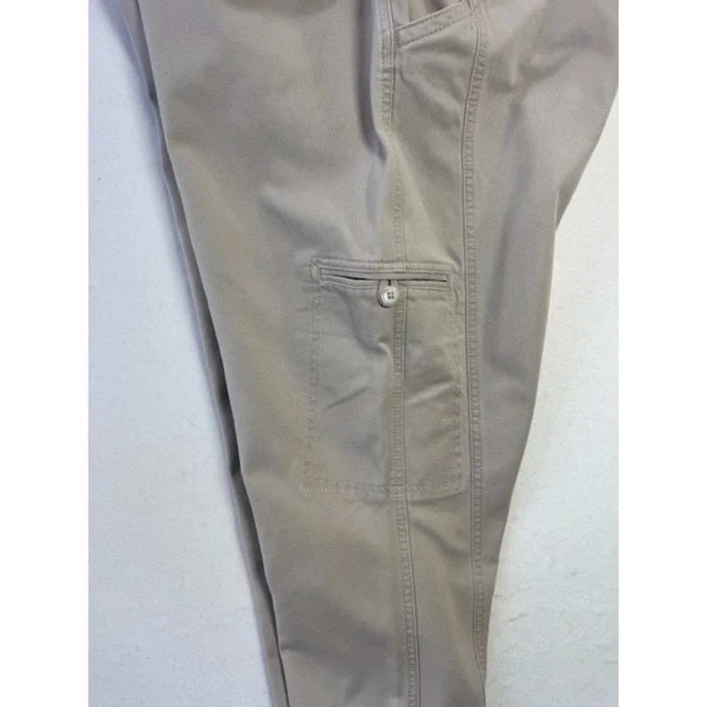 LL Bean Cargo Pants Womens 14 PET Khaki Classic Fit Elastic Waist 282466 Utility